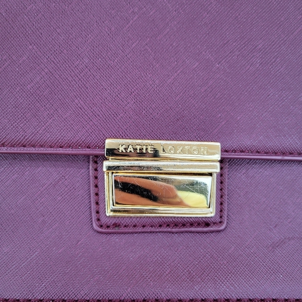 Katie Loxton Burgundy Bag with Detachable Chain Strap & Gold Finishes - Picture 2 of 8